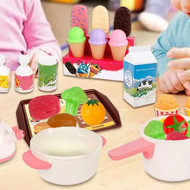 Speelkeukenaccessoires Voorschoolse leeractiviteiten Spel Interactief leren Speelkeukenspeelgoed Doe alsof voedselset voor kinderen