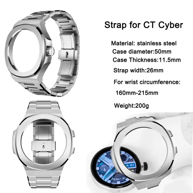 Modification Strap Kit for HUAWEI GT Cyber Watchcase Watchband Stainless Steel Bezel Wristband Replacement Metal Bracelet