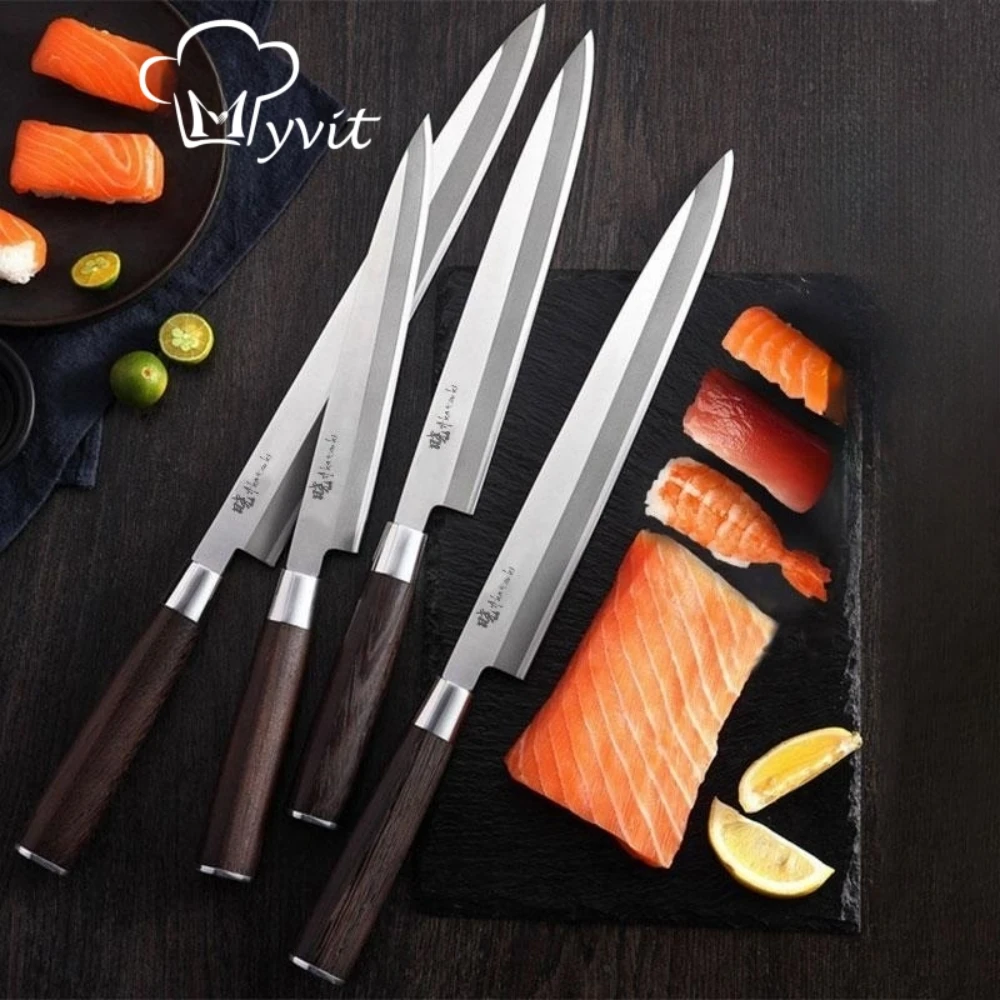 Coltello per Sushi Sashimi coltello giapponese da 5-10 pollici Yanagiba coltello per affettare pesce coltelli per affettare lama conica singola in