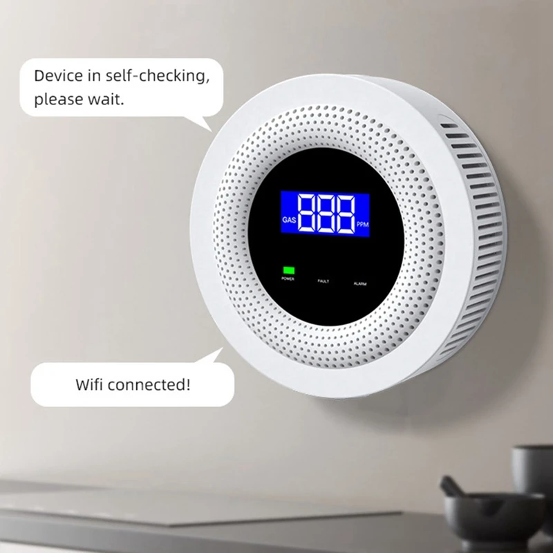 Tuya Wifi Natural For Gas Leak Detector LPG Leakage Sensor Sound Alarm & 433Mhz Remote Control Protection Security