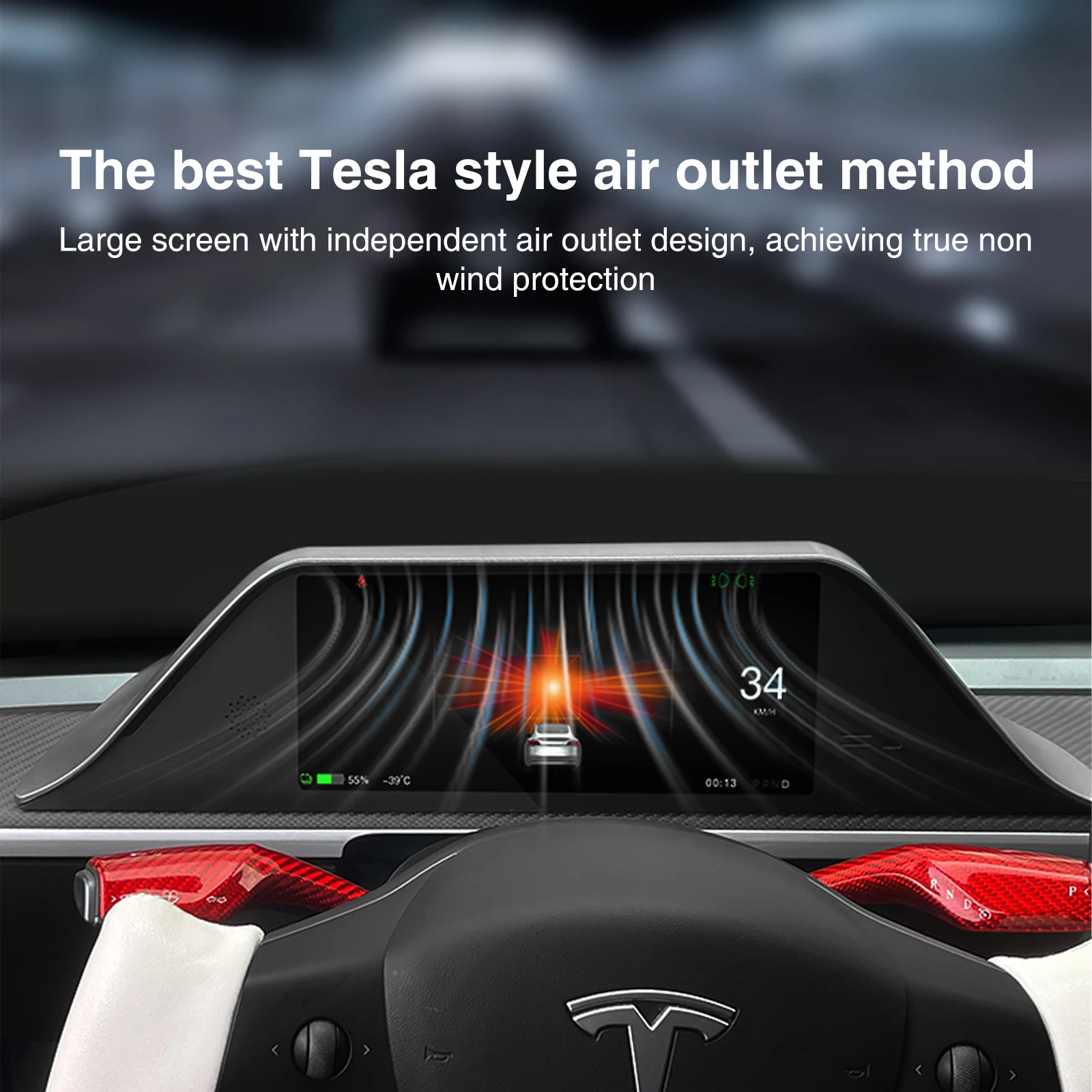 CATRONICS for Tesla HUD with Air Outlet And the camera button control Fit Model 3 Y 2016-2024 Carplay and Android AUTO Dashboard