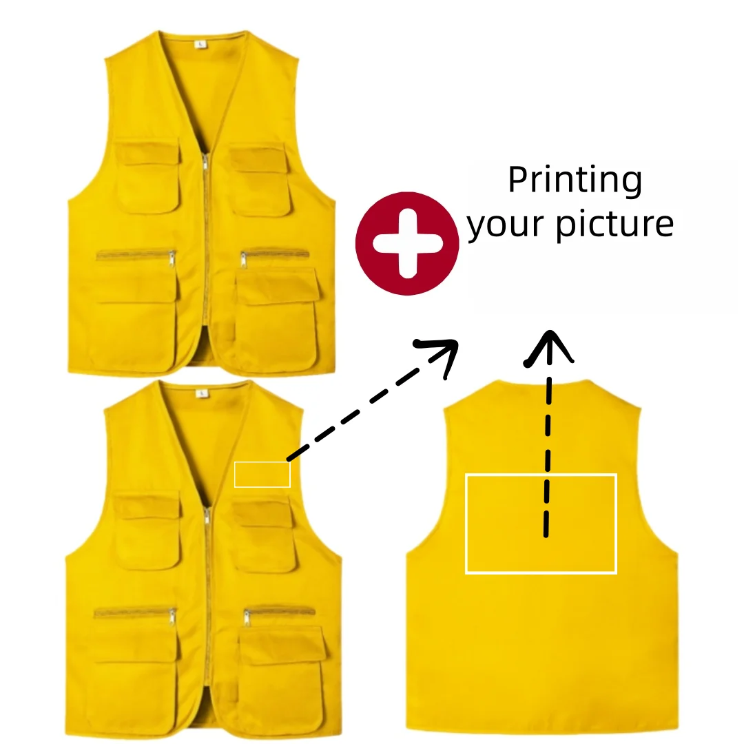 Printing LOGO 2026 Multi-Pocket Classic Vest Courier Logistics Moving Outdoor Work Vest Photographer Travel Team Vest Jacket