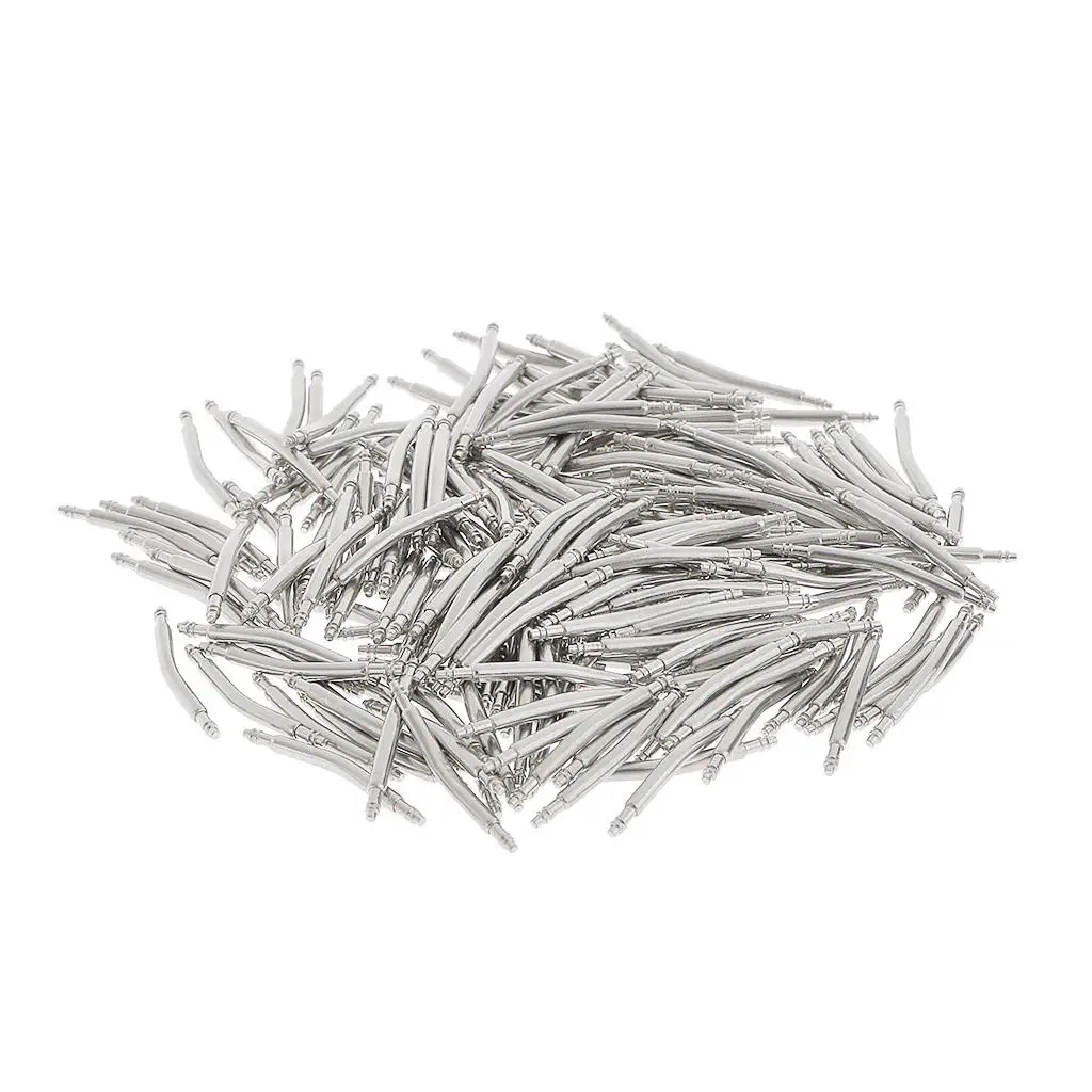 200pcs Stainless Steel Curved Spring Bar Pins Link for 16 26mm