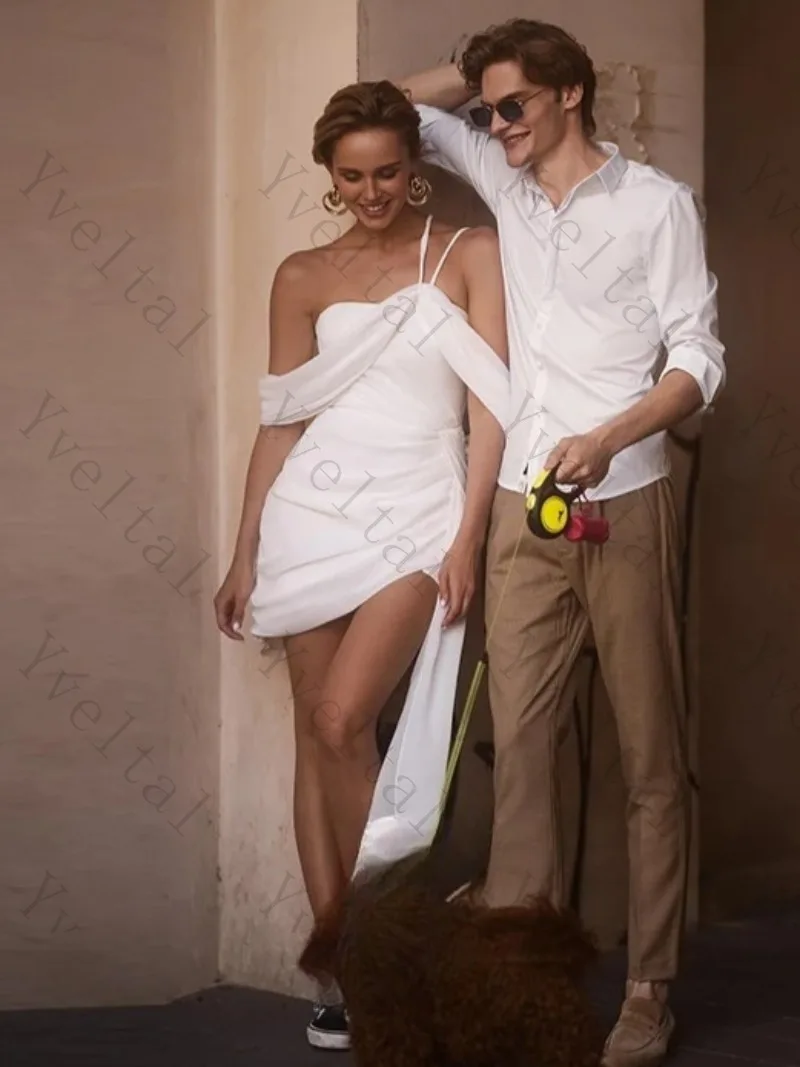Customized Temperament Attractive Short Sheath Wedding Dresses Fashion Sweetheart Off The Shoulder Open Back Bridal Gown