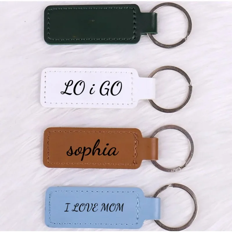 

Laser Custom Logo Leather Tassel Keychain Engraved Car Hotel Key Chain Holder Personalize Company Name Keyring for Men and Women