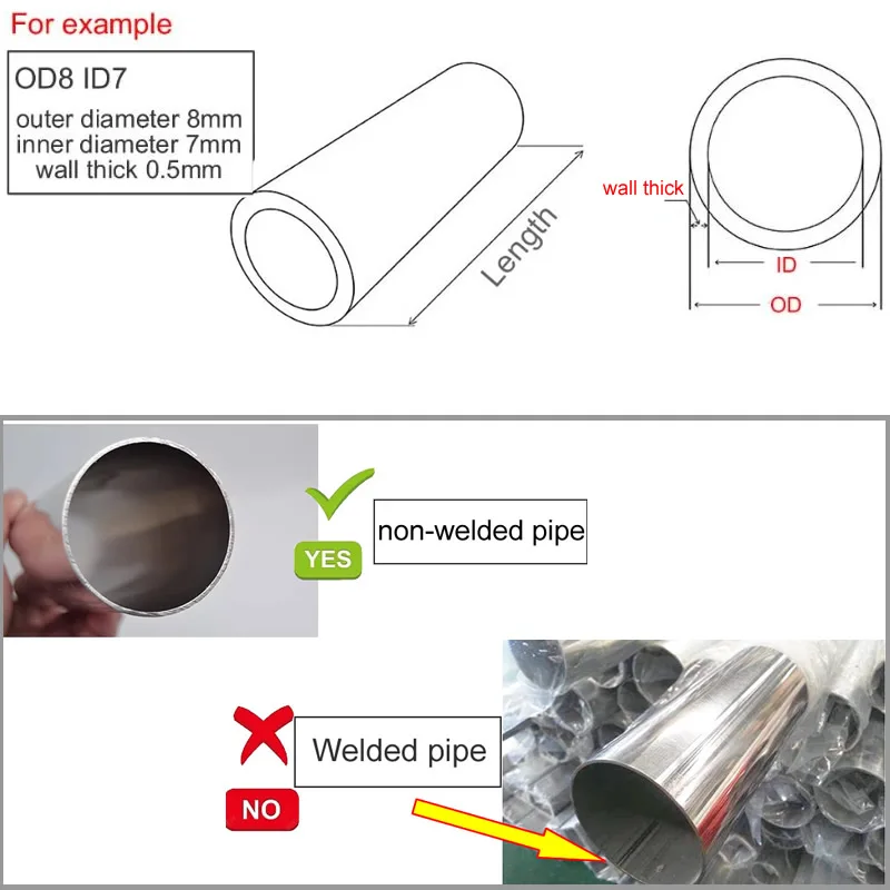 Tubo de precisión de acero inoxidable 304, diámetro grande, pulido interior y exterior, 40, 42, 43, 44, 45, 48, 50, 51, 55, 57, 60, 63, 65, 83mm