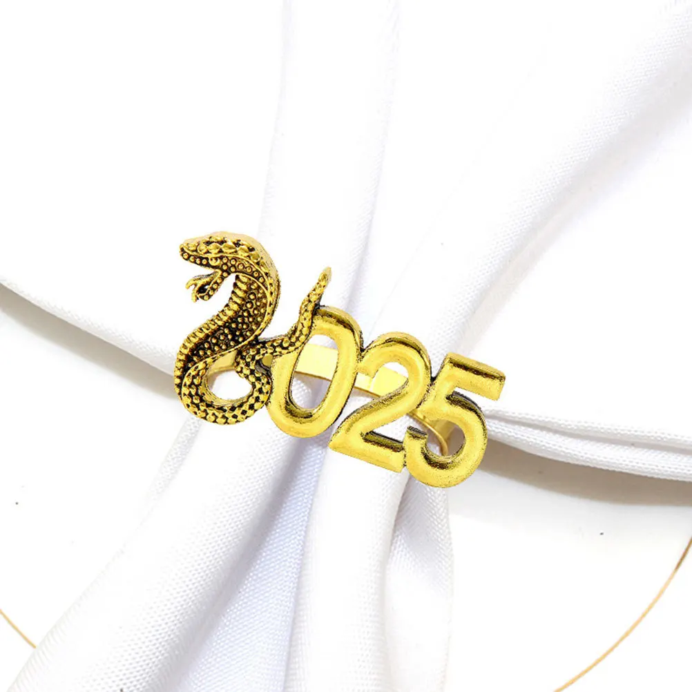 

4Pcs Metal Snake Napkin Rings Elegant Table Decor for Special Occasions Chinese New Year Golden Party Favors