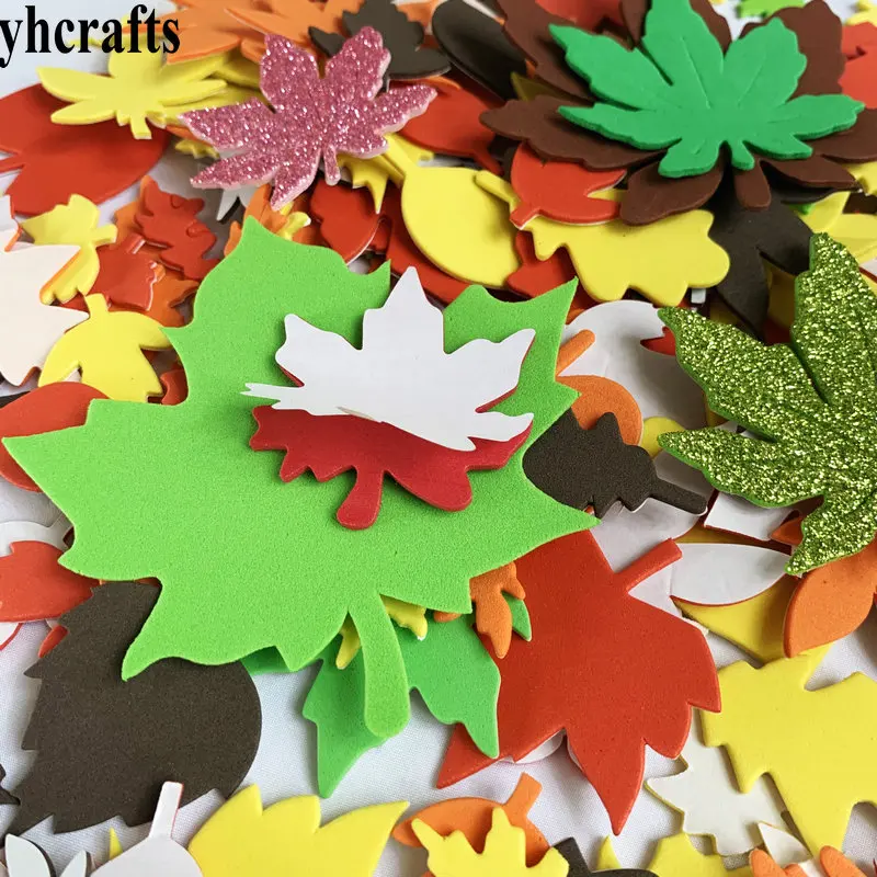 300PC Various leaf foam stickersThanksgiving Day crafts Autumn Harvest arts toys Handmade OEM bulk wholesale