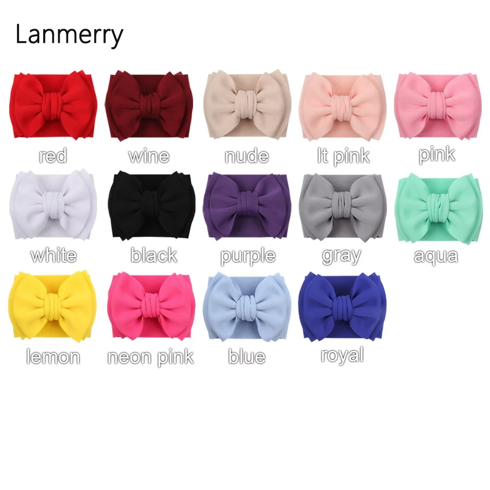 7'' Big Double Layer Puff Hair Bows Headband for Kids New Fashion Spring Elastic Headwrap Girls Cute Hair Accessories Wholesale