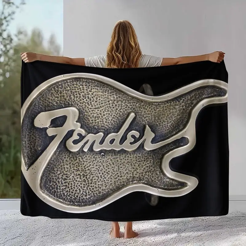 Vintage Fender Guitar Rock Music Soft Flannel Throw Blanket,Cozy Warm Blanket for Bed,Sofa,Living Room,Picnic,Camping,Home Decor