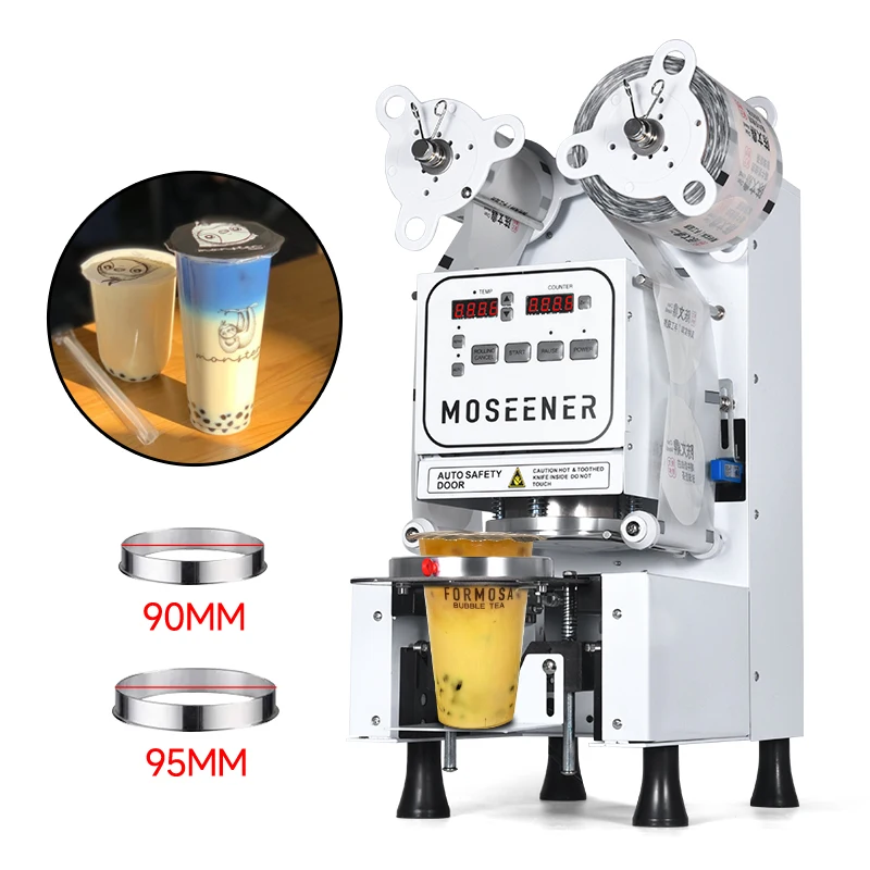 

90mm/95mm/120mm Caliber Automatic Tea Cup Sealer Plastic Liquid Bottle Sealing Machine Boba Cup Sealing Machine