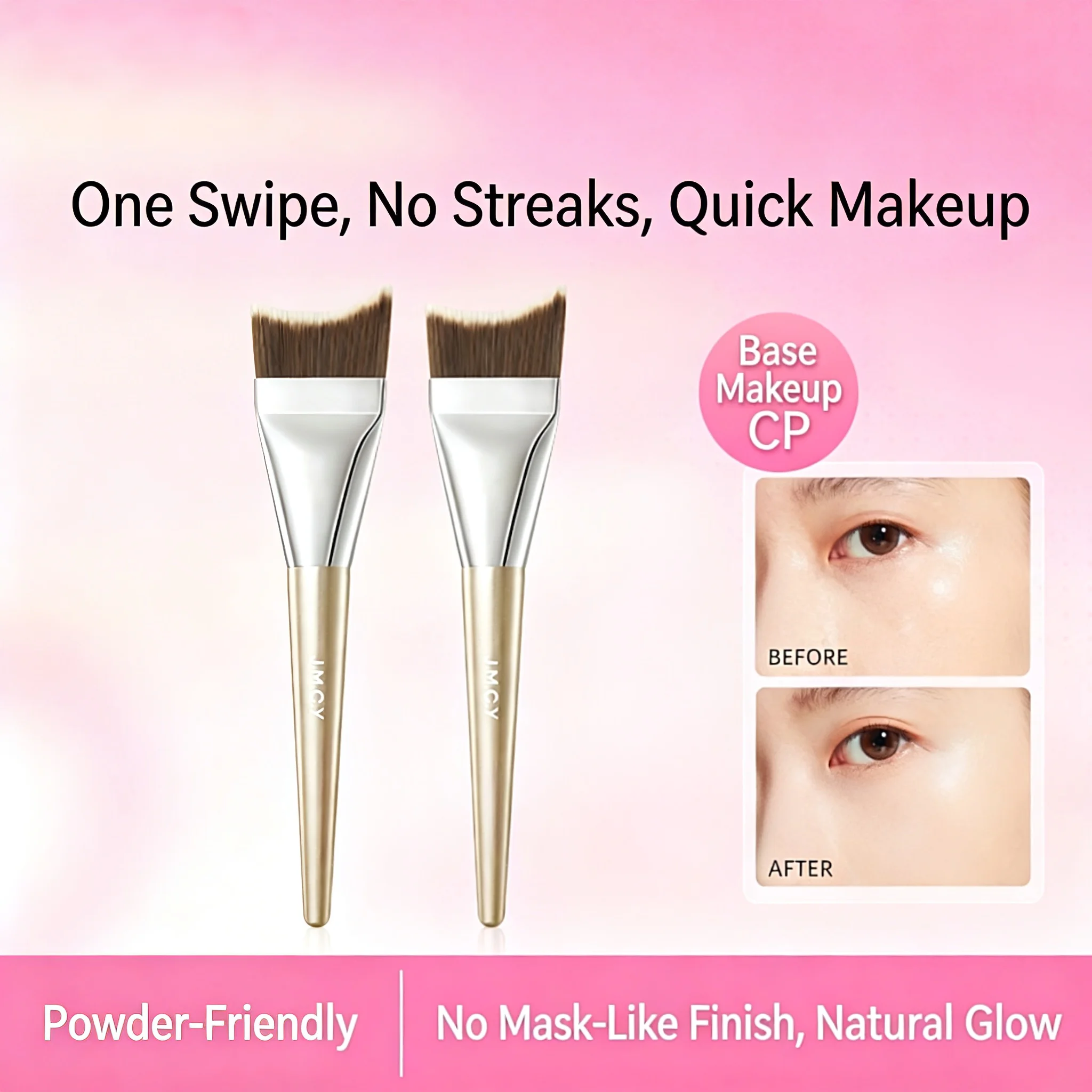 Ultra-Thin Fish-Tail Foundation Brush Lightweight Minimal Absorption Natural Seamless Finish Liquid Makeup Applicator