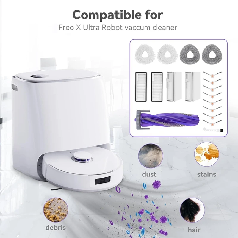 YCOC-Replacement Accessories Kit For Narwal Freo X Ultra Robot Vacuums Main Side Brush Hepa Filter Mop Cloth