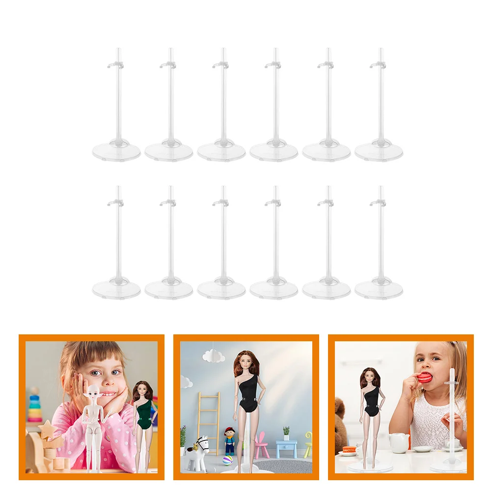 

12 Pcs Stand Pink Princess Decor Girls Toys Mini Transparent Figure Bracket Shelf