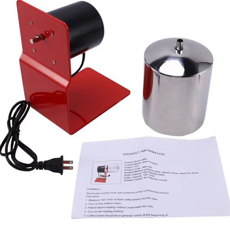 Aço inoxidável máquina de assar feijão café torrador rolo baker 220v ferramentas cozimento fritar amendoim grão nozes secador