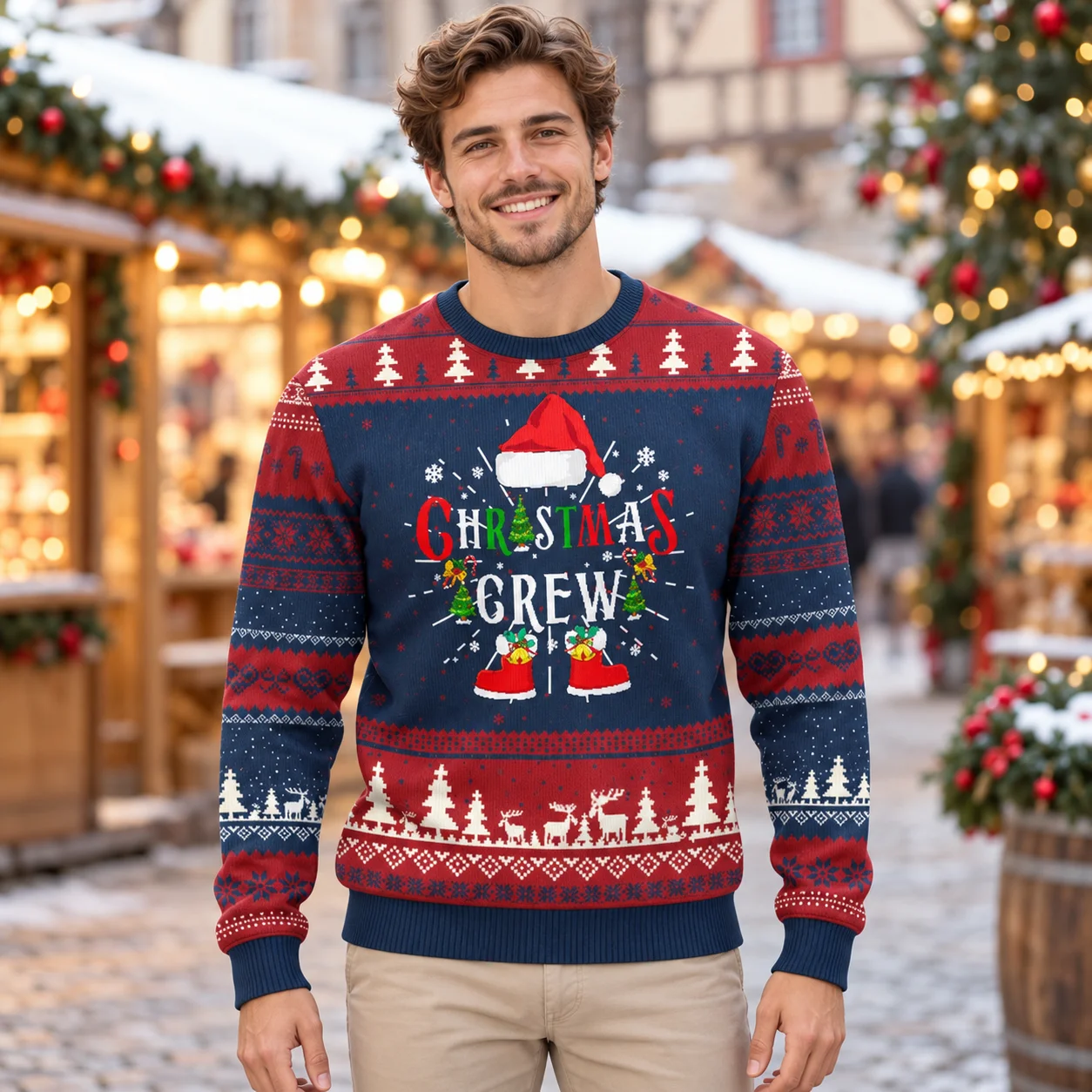 Holiday Humor Ugly Christmas Sweater Funny Festive Graphics on Crewneck Sweaters for Office Parties and Xmas Gift Exchanges