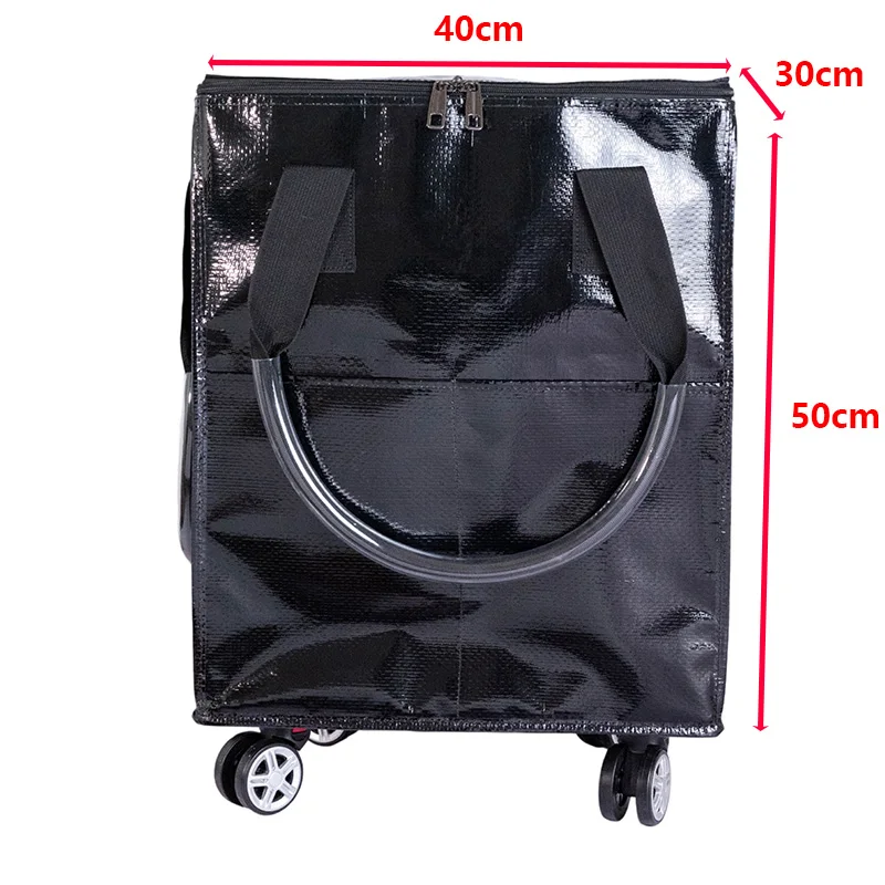 60L Detachable Portable Shopping Bag With Wheels, Waterproof, Large Capacity, Reinforced Handle, Wheeled Handbag
