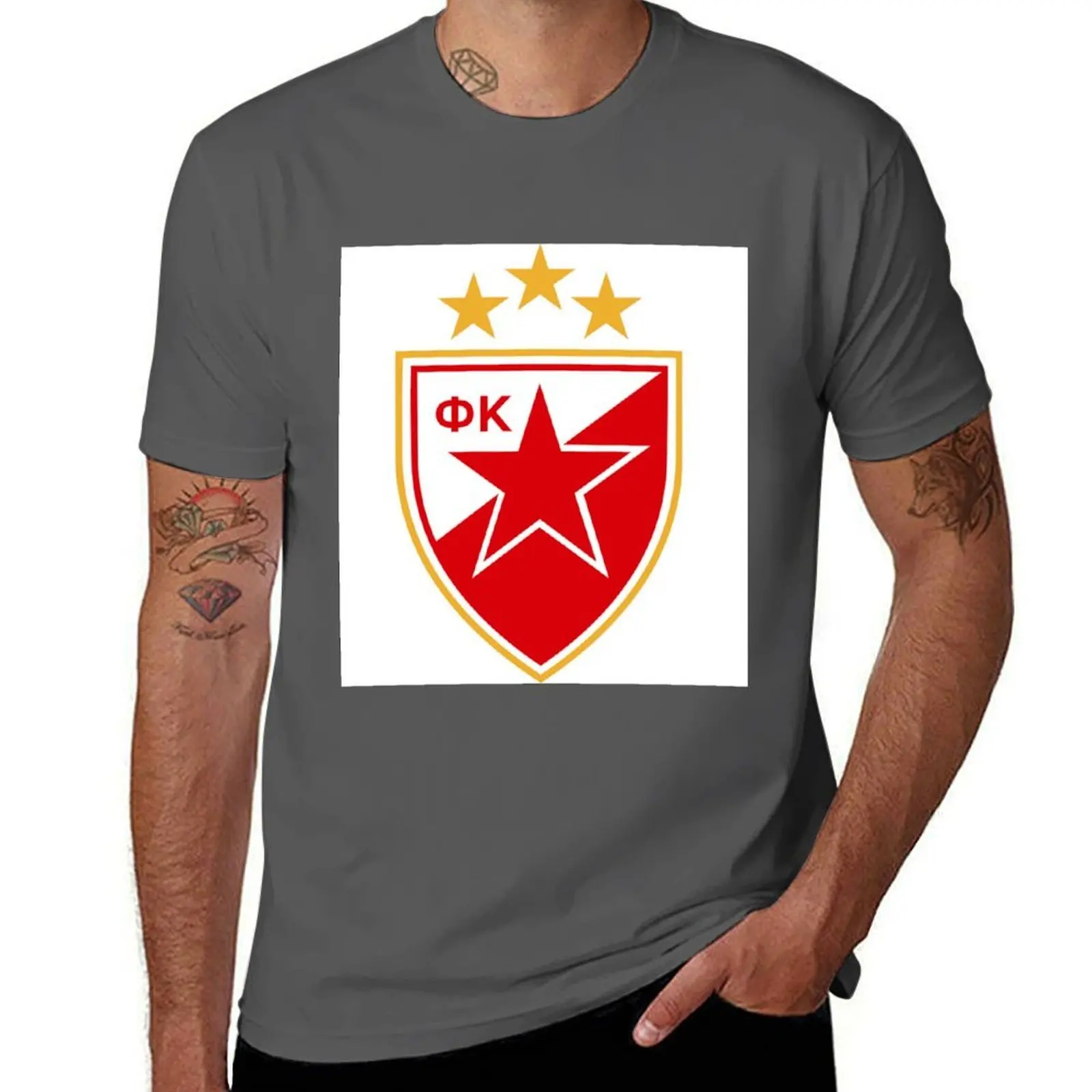 

FK Crvena Zvezda amblem with 3 stars T-Shirt t shirt custom print men t shirt cotton 100% T-Shirt