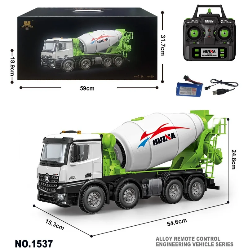 รถบรรทุกของเล่น Huinna 1536 Pro Alloy รีโมทคอนโทรล สเกล 1:14 รถบรรทุกงานหนัก รถผสมปูน สำหรับผู้ใหญ่