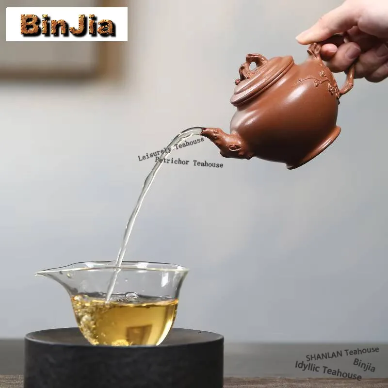 250ml Aesthetic Yixing Purple Clay Teapots Handmade Plum Blossom Pot Raw Ore Downhill Mud Kettle Zisha Tea Set Collection Craft