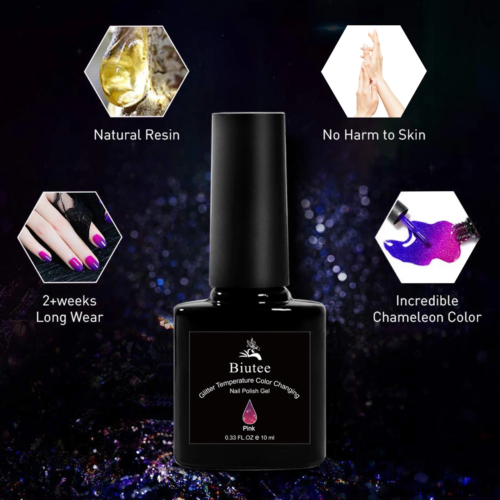 Biutee Thermal Gel Nail Polish Temperature Color-Changing Soak Off UV/LED Nail Gel Lacquers Varnish Gel Long Lasting Polish