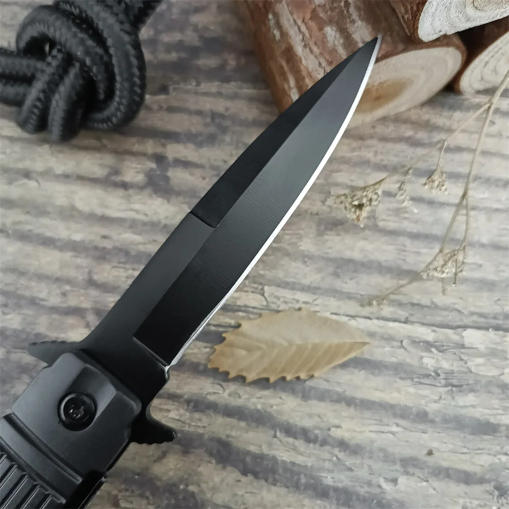 All Black Model F6 Tactical Pocket Folding Knife With Box 5Cr13Mov Blade ABS Handle Outdoor Survival Hunting Military Tools