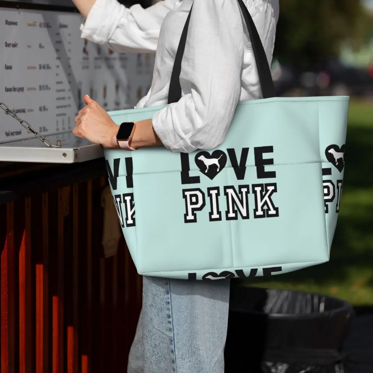 Love Pink Beach Tote Bag Sport Gym Yoga Duffle Large Tote Bag Women Travel Bag Fitness bag
