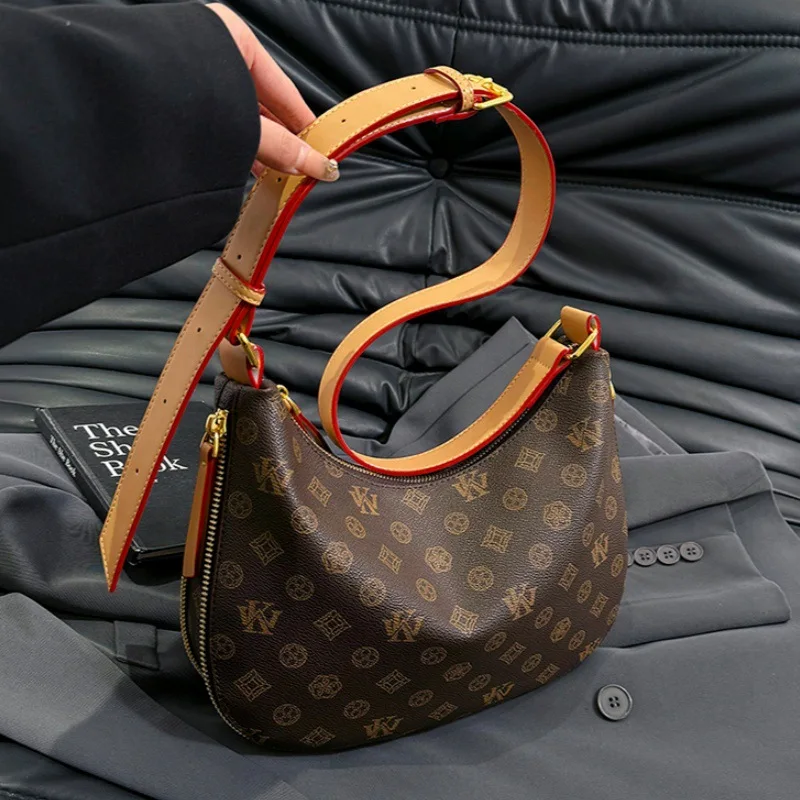 

2025 Luxe Print Crescent Bag, Spacious Shoulder Purse for Women, Elegant Commuter Crossbody, Minimalist Day-to-Night Tote