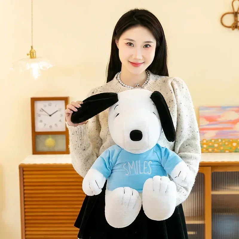 Animation Cute Snoopy Plush Doll Big Ears Blue Sweatshirt Dog Plush Toy Children\'s Doll Decoration Ornament Gift 35-65cm