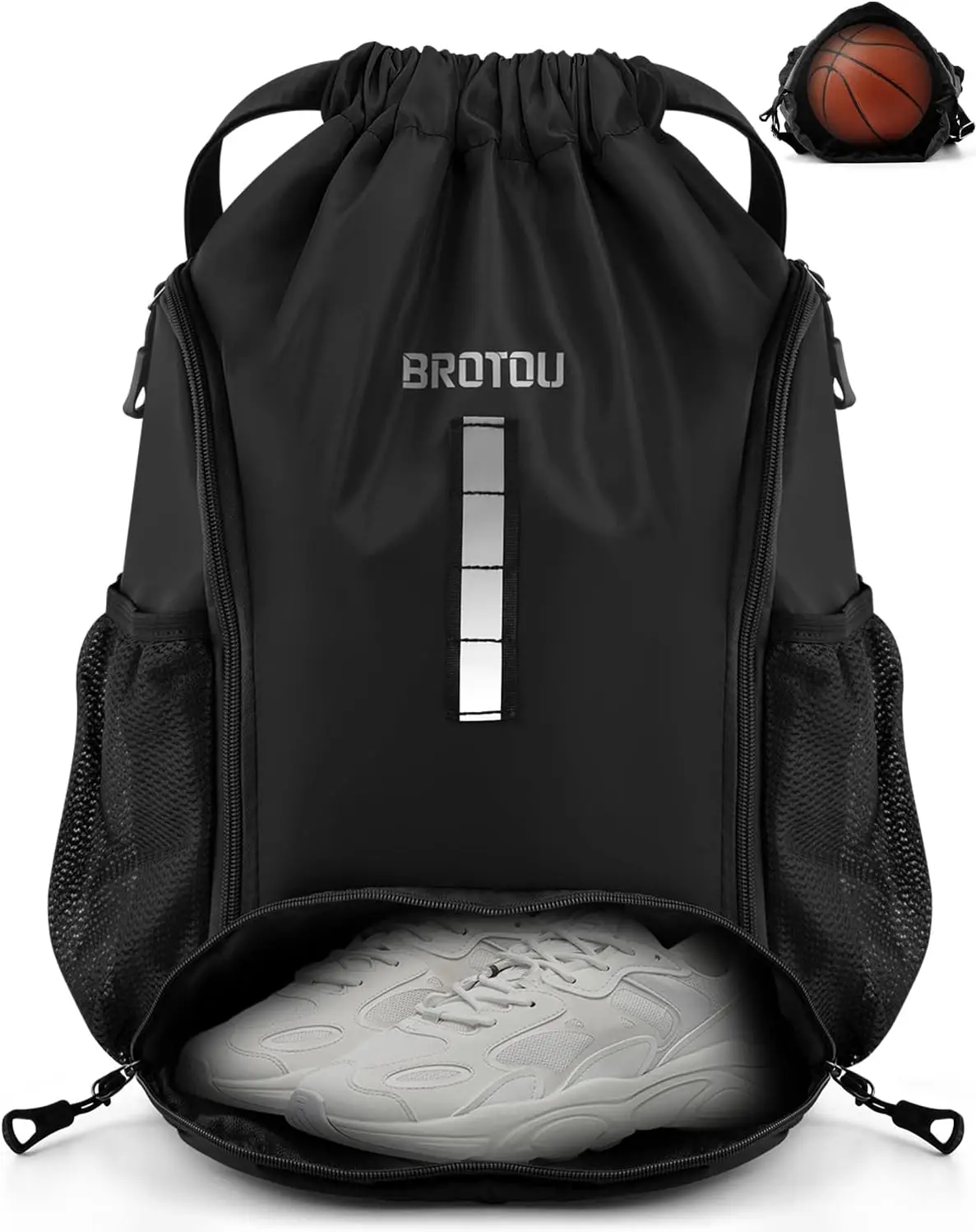 Waterproof Reflective Sports Backpack with Ball and Shoe Compartment for Basketball Volleyball Football