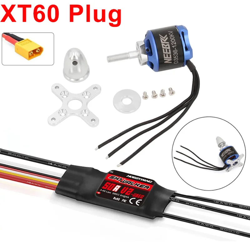 3536 1200KV Borstelloze Motor 2-4S w 50A V2 UBEC ESC Speed Controller voor RC FPV Drone Vaste vleugel Vliegtuig Skysurfer Zweefvliegtuig Vliegtuig