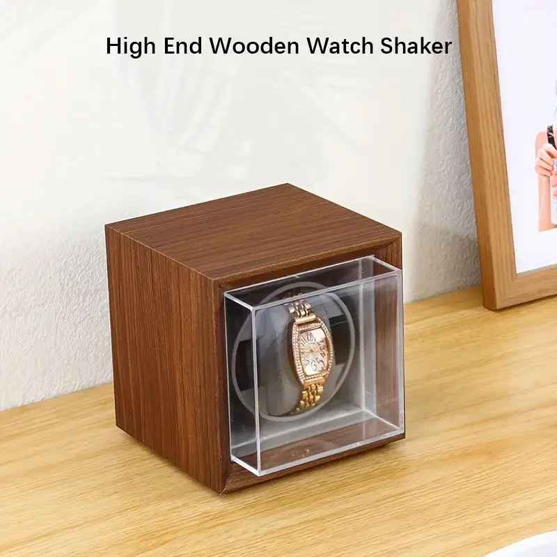 Single Watch Winder For Automatic Watches, Wooden Watch Winder Box With Flexible Sponge Pillow, Super Quiet Motor Watch Winder