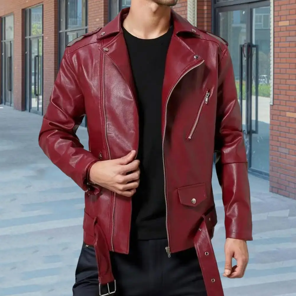 2024 Men Autumn New Causal Vintage Leather Jacket Coat Men Spring Fashion Motor Biker Pocket PU Leather Jacket Men 3XL-M