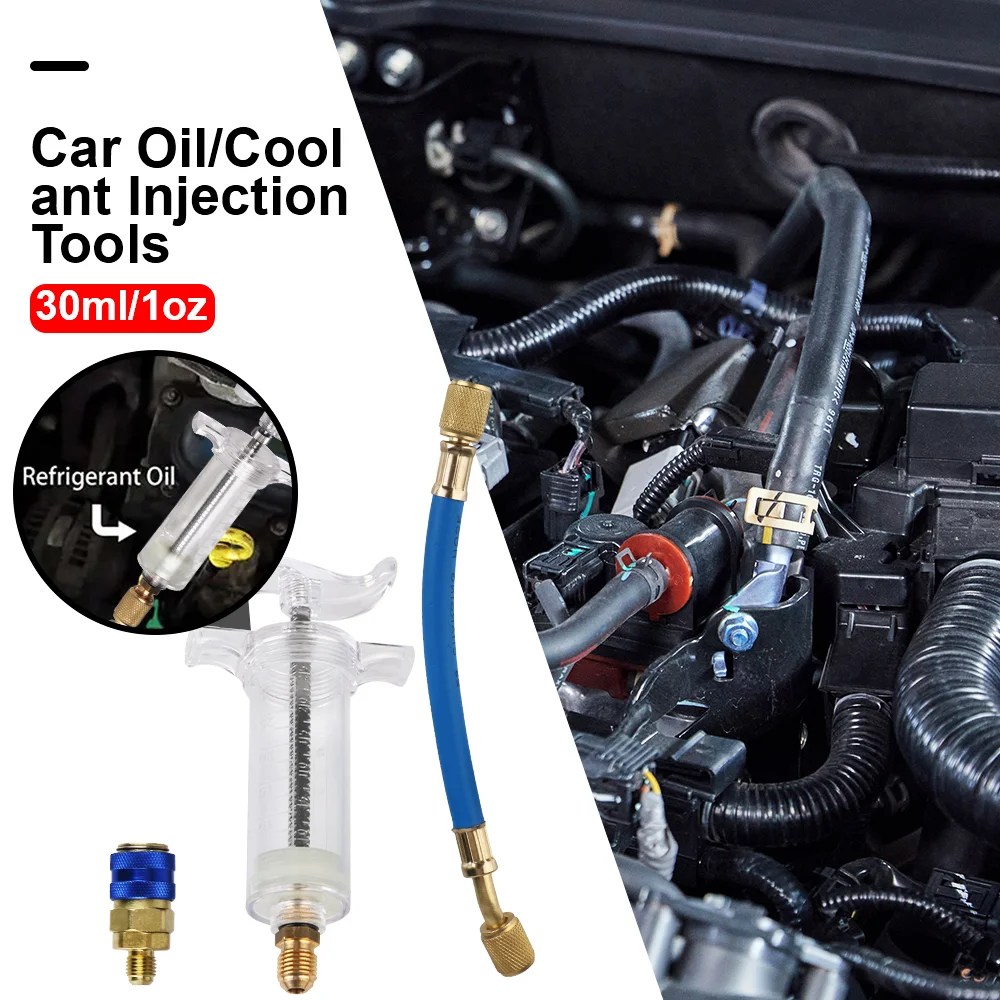 

Прозрачный инжектор для масла/крашения кондиционера, 30 мл с низкосторонним быстроразъемным соединением, 1/4 дюйма, SAE, шприц для впрыска автомобильной масленки для кондиционирования воздуха