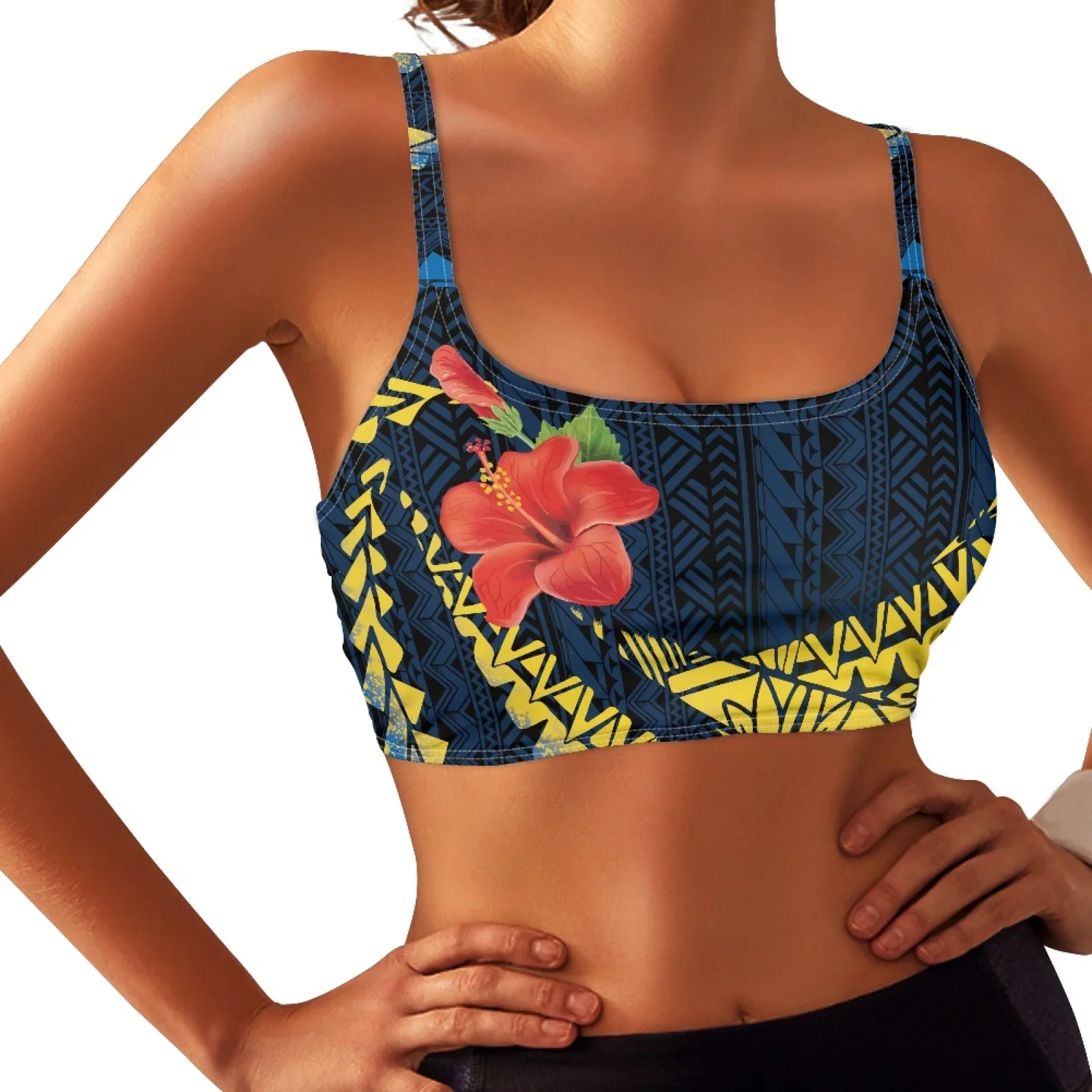 Polynesian Tribal Samoan Totem Tattoo Samoa Prints Quick Dry Comfortable Sports Bras Sexy Hibiscus Yoga Bra Lady Holiday Gift