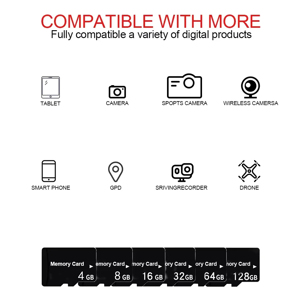 Wholesale C10 High-speed Memory card 4GB 8GB 16GB 32GB 64GB 128GB sd card Mini TF card is used to monitor the drone tachograph