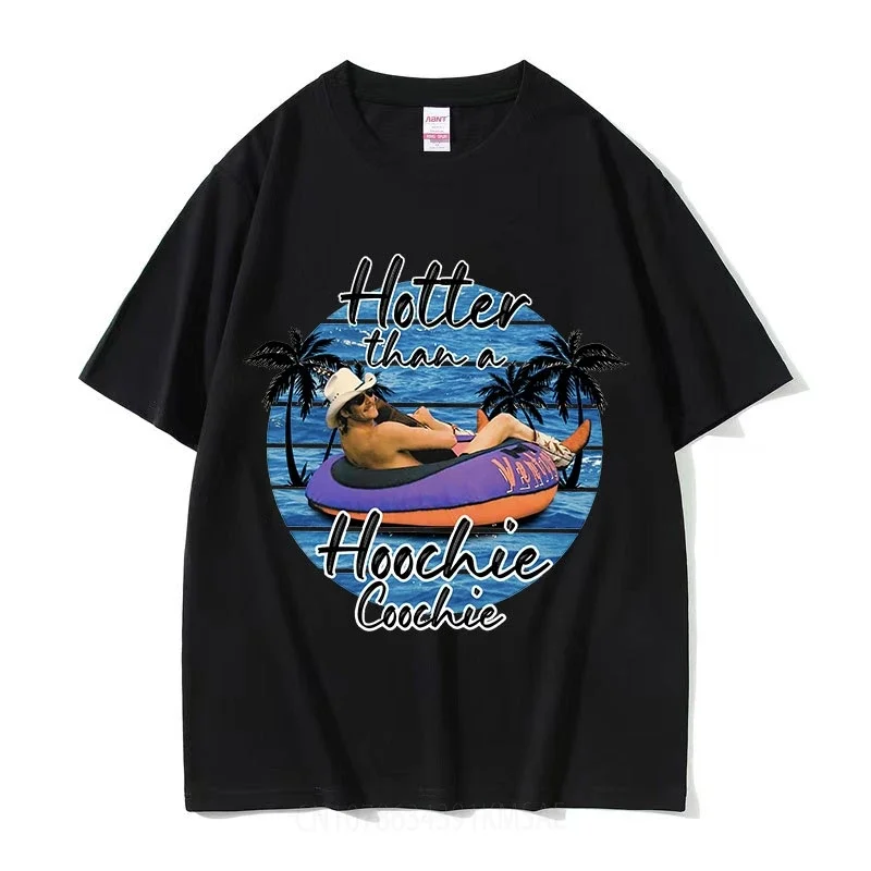 90s Hotter Than A Hoochie Coochie Concert Print T Shirt Men's Retro O-Neck Fashion T-shirts Summer Cotton Oversized T-shirt