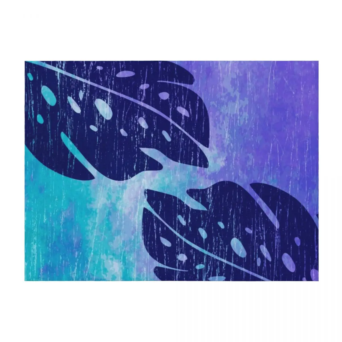 

Maikai Hawaiian Monstera Leaf Tie-Dye Blend -Purple & Turq Throw Blanket Camping Quilt Tourist Blankets