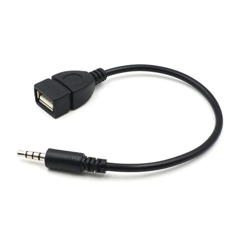 Upgraded AUX to USB Adapter Audio Music Car Stereo Male Plug Jack to USB Female Cord Converter Cable U Disk Aux Cable H9EE