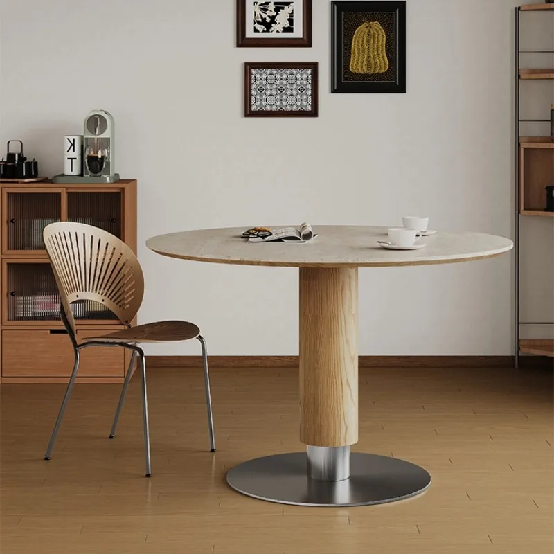 

Современный круглый стол из каменной плиты, небольшие квартирные столы, простые дизайнерские обеденные столы из цельного дерева, мебель для дома La Mesa