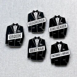 Groomsman Best Man Father of the Bride Groom Ring Bearer Pin Badge Wedding Bachelor Party bridal shower decoration Proposal gift