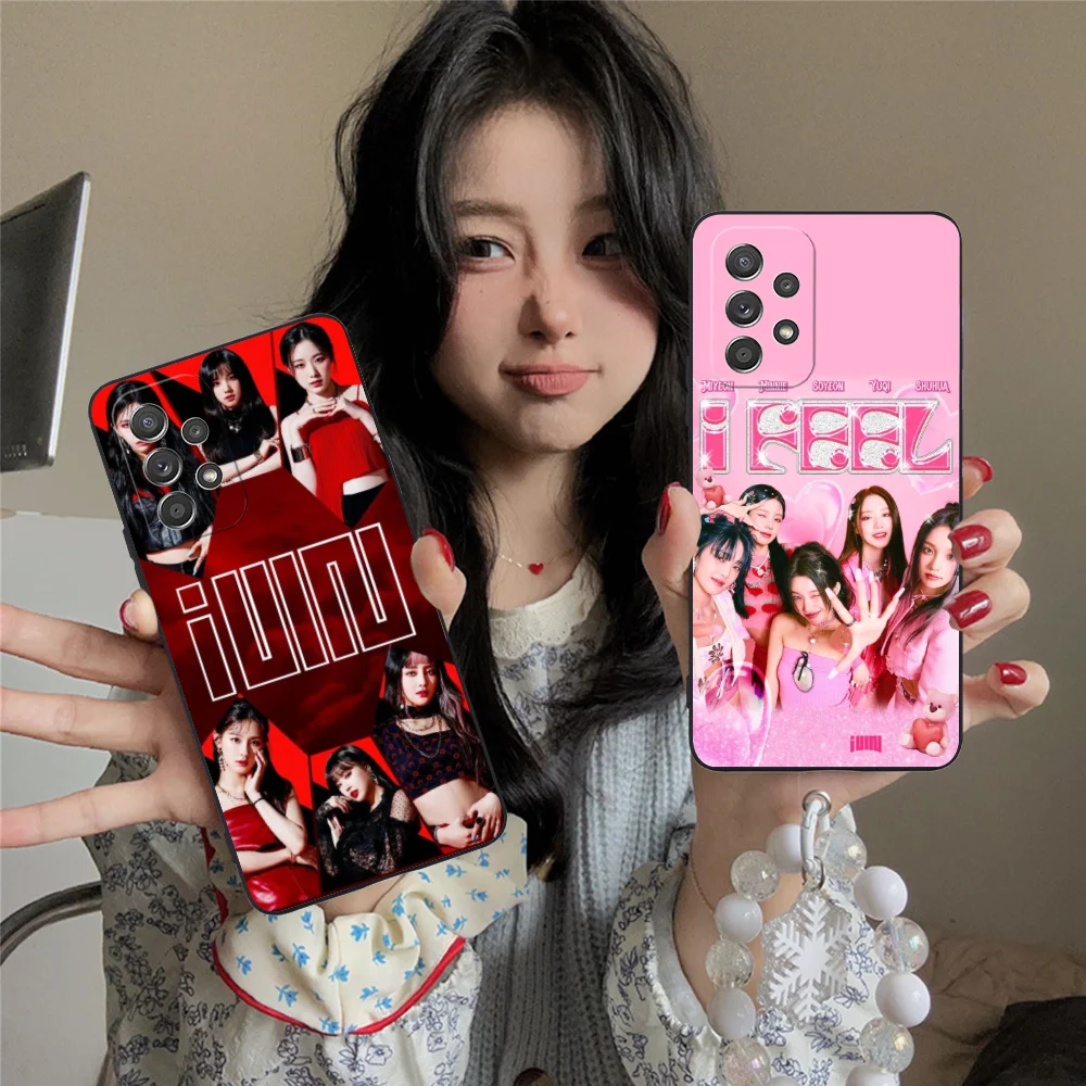 Mobile KPOP Gidle Phone Case for Samsung Galaxy A73 72 71 70 55 54 53 52 35 34 32 23 14 13 5G Black Smartphone Cellphones Cover