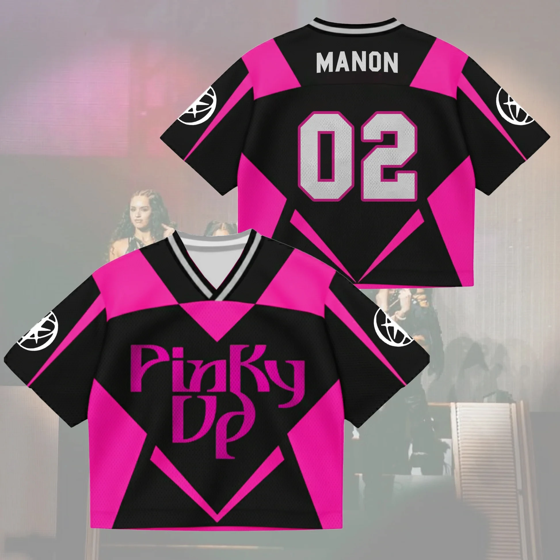 Replica Kpop Fan Family Matching Jersey T‑Shirt,3D Print Hot Pink Heart Graphic Mesh Short Sleeve Tops for Men Women Kids