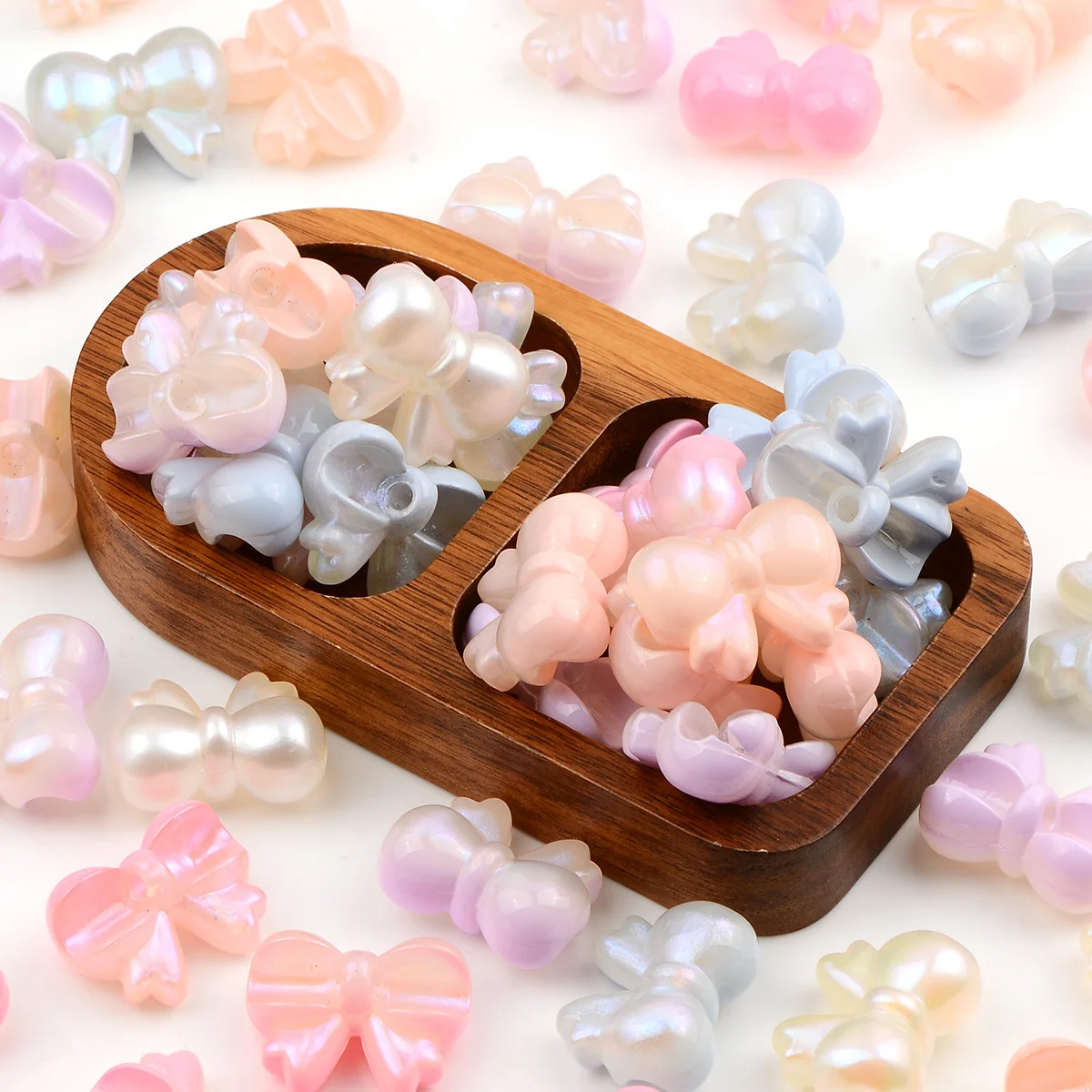 6/18pcs Random Color Acrylic Luster Bowknot Beads 23*30mm Loose Beads For DIY Necklace Bracelet Earring Jewelry Making Supplies