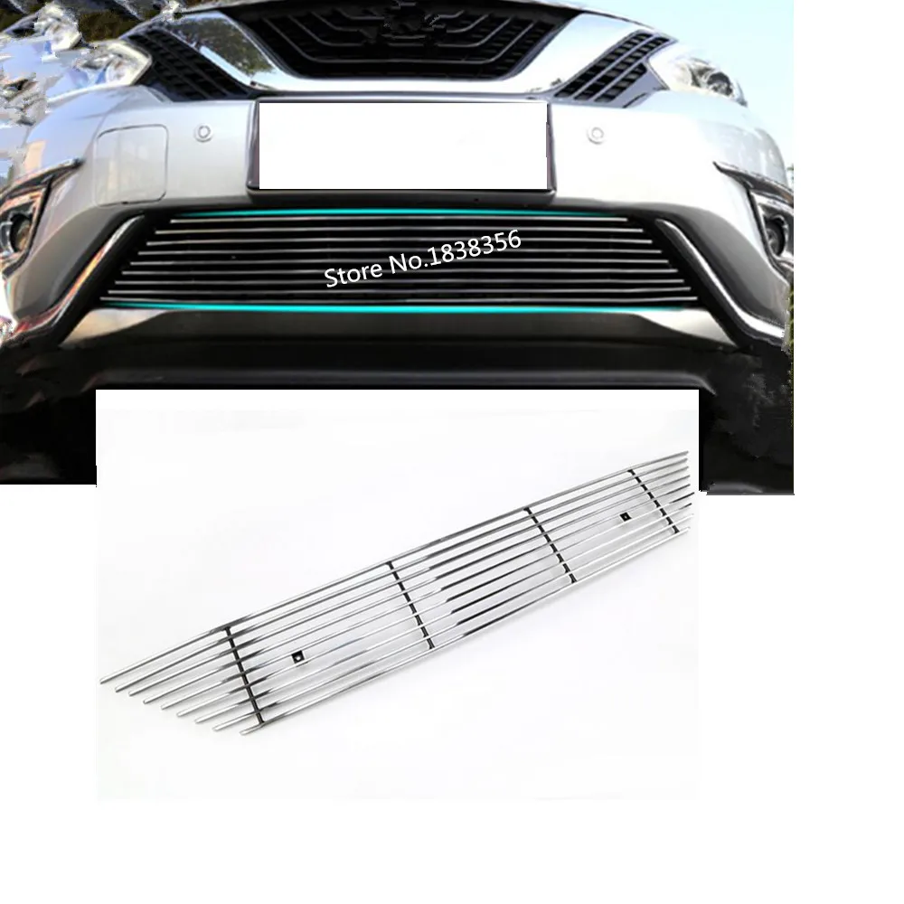 For Nissan Murano 2015 2016 2017 2018 Auto Body Protection Detector Stainless Steel Trim Front Up Grid Grill Grille Panel 1pcs