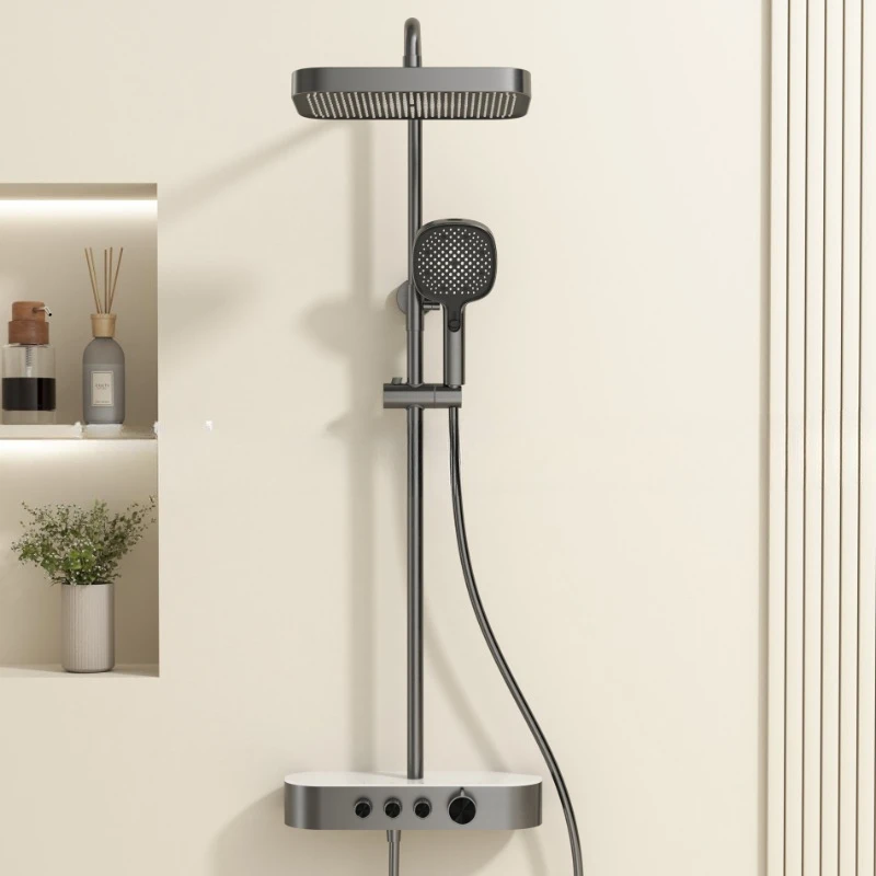 Household Ruskin Multifunctional Shower Shower Set Copper Waterway Bathroom Hot and Cold Storage Supercharged