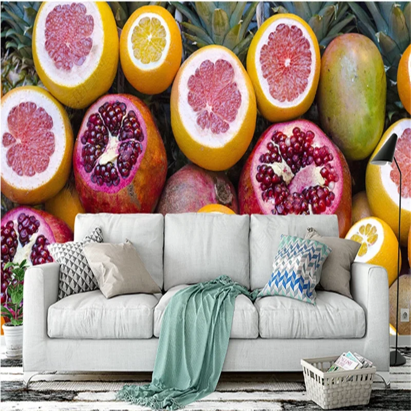 

Fruit Shop Industrial decoration Wallpaper Pomegranate Lemon Mural Wallpapers For Living Room TV Sofa Background wall Paper 3d