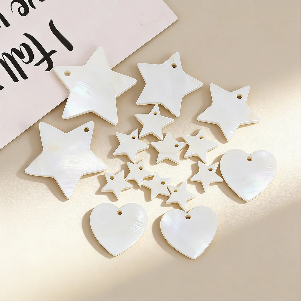 Natural Shell Pentagram Heart Single Hole Beads DIY Jewelry Making Materials Wind Chimes Dreamcatchers Decorative Accessories