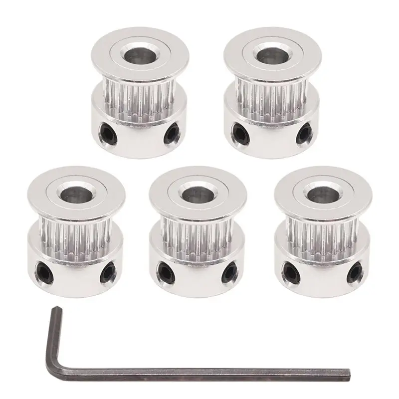 AA51 For 6Mm Width For 3D Printer Belt, 20 Teeth Timing Belt Pulley 5Mm Bore- Ideal For CNC Machines, Robotics Applications(5-Pa