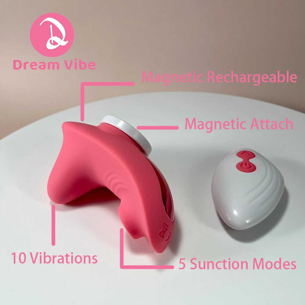 Tease Me Remote Controlled Wearable Panty Vibrator Suction Panty Teaser Magnetic Clip For Both Clitoral and Vaginal Stimulation